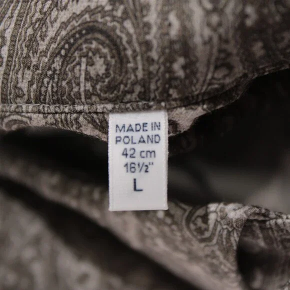 Emanuel Berg NWT Byron Casual Button Down Shirt Sz 42 16.5 L Taupe Brown Paisley